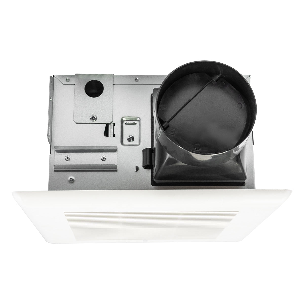 Front view of the bath fan with the 4 in. duct collar for installation.