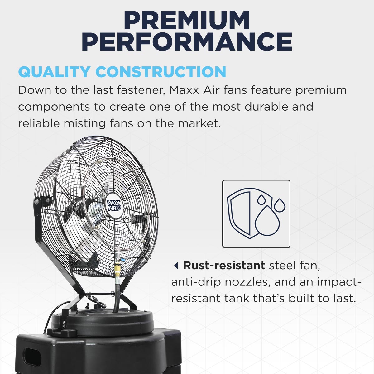 The CDHP1840GRY mister is made of quality rust-resistant components that are built to last.