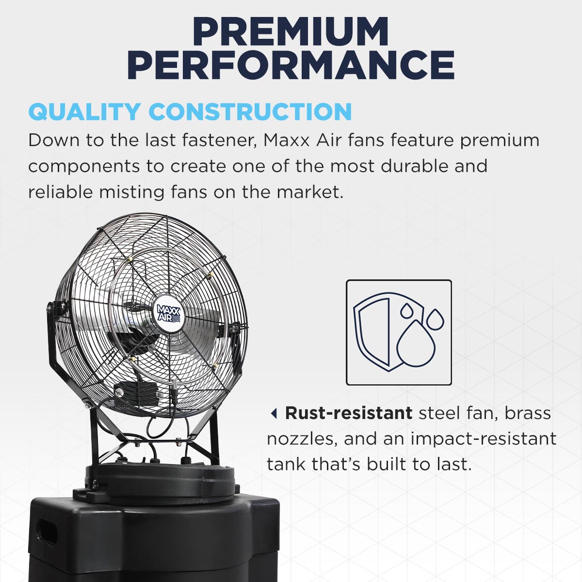 The CDMP1840GRY mister is made of quality rust-resistant components that are built to last.