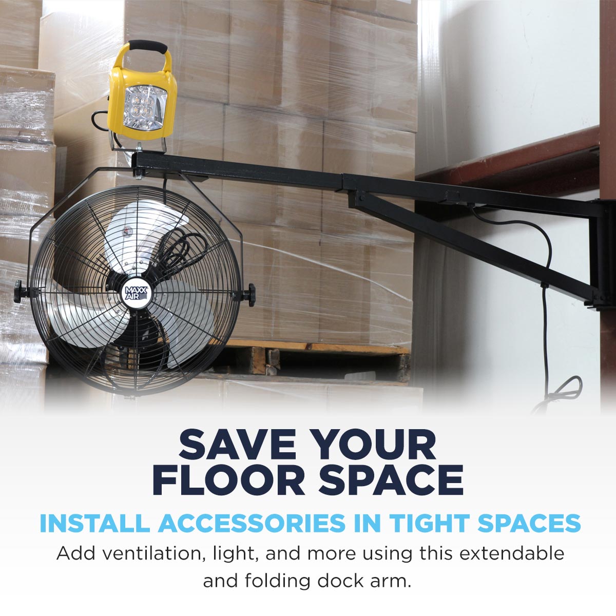 XXDOCKARM saves your floor space, allowing you to install additional accessories to fit in tight spaces.