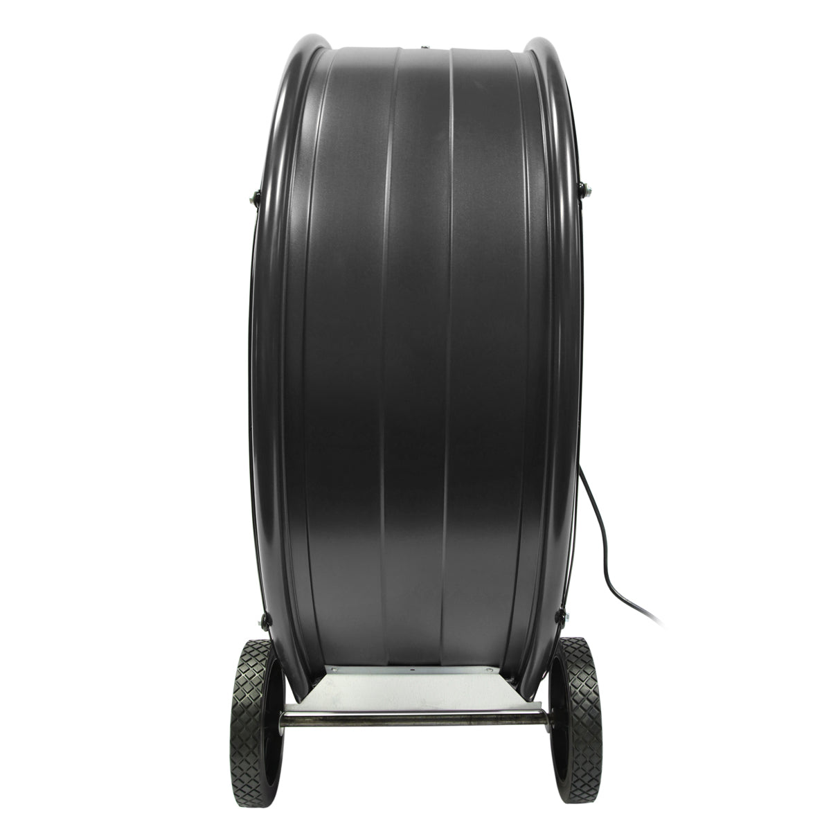 Right side profile view of the 30 in. air mover showing the diamond tread wheels.