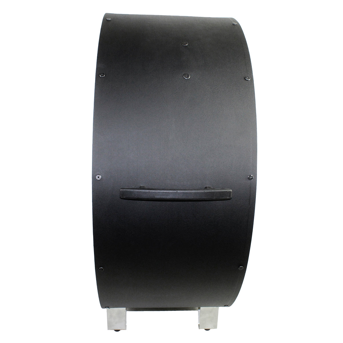 Right side profile view of the 36 in. commercial grade fan showing the handle and non-skid positioning legs.