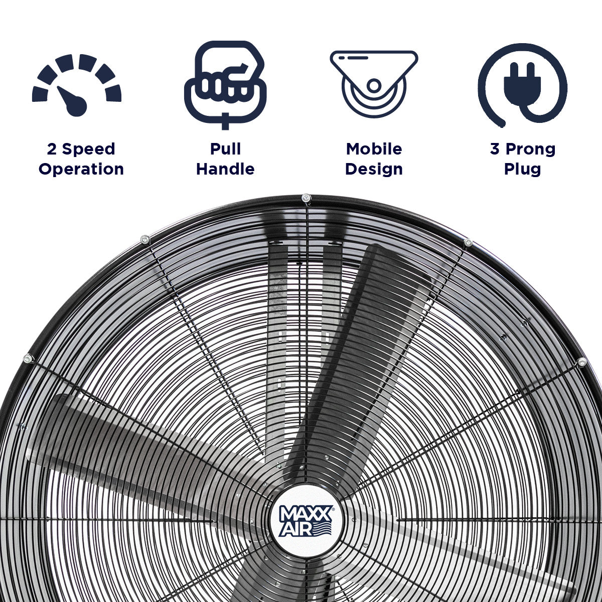 Features of the 42 in. belt drive pro series air mover include 2 speed operation, portable design, and 3 prong electric plug.
