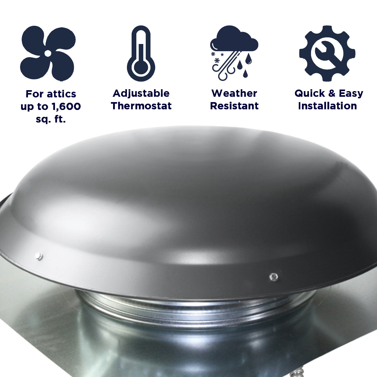 Features of the CX1000AM series include ventilation coverage up to 1,600 sq. ft., an adjustable thermostat, weather resistant construction, and a quick and easy install.