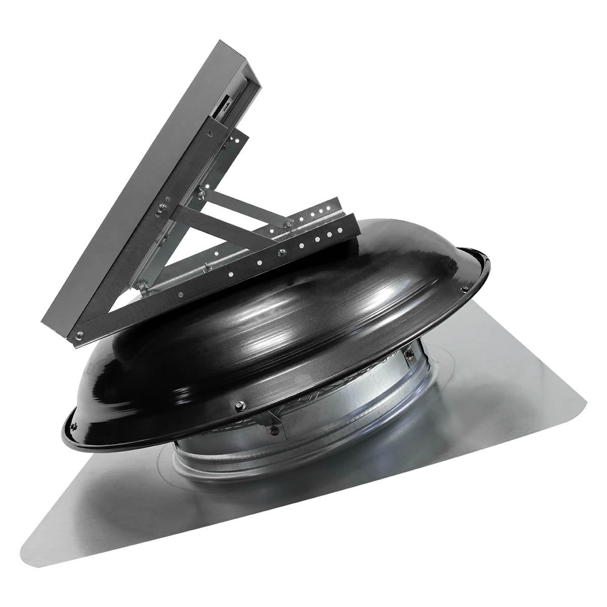 Right side profile view of the solar fan showing the available panel positions.