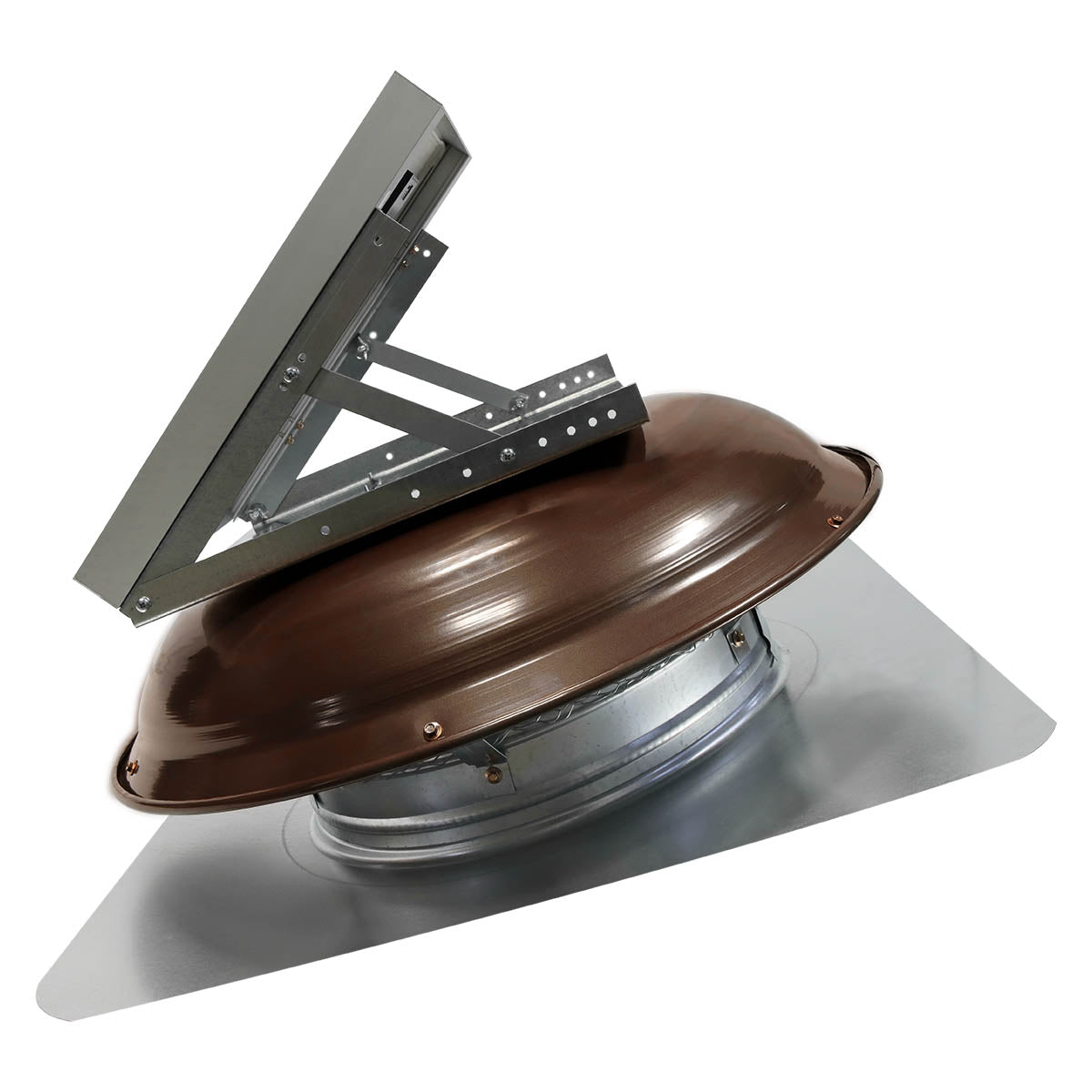 Right side profile view of the solar fan showing the available panel positions.