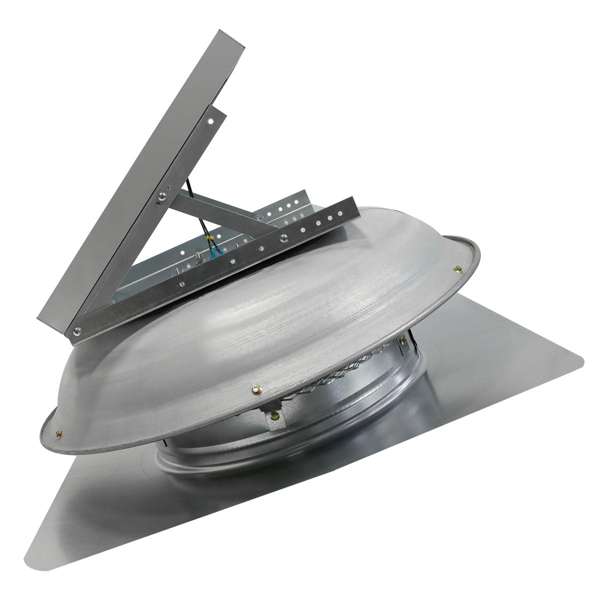 Right side profile view of the solar fan showing the available panel positions.