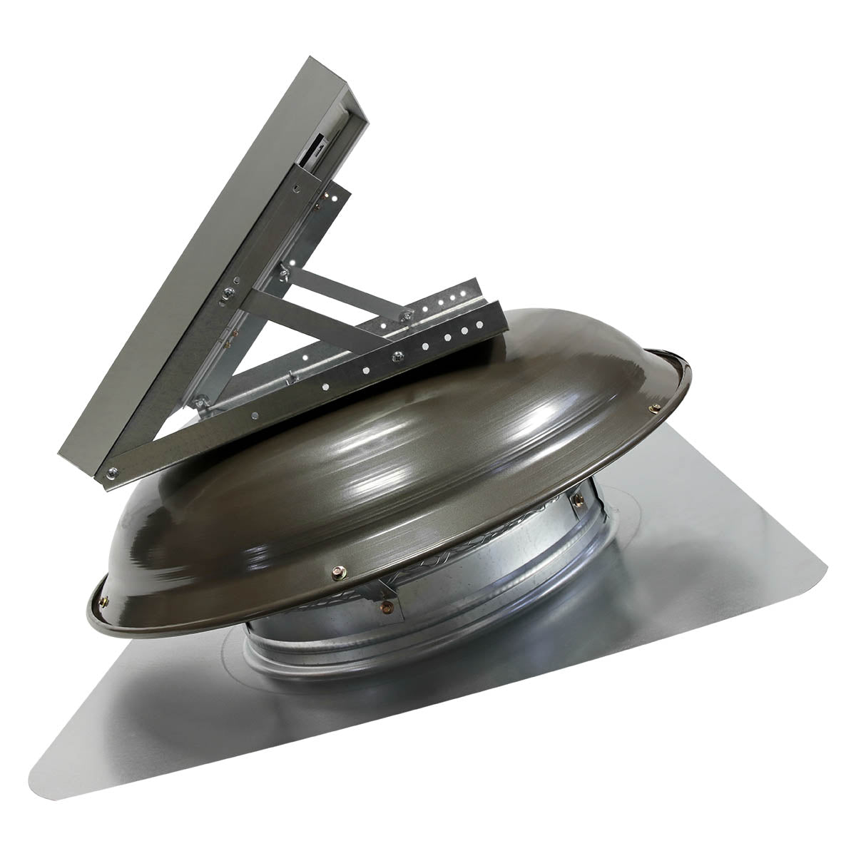 Right side profile view of the solar fan showing the available panel positions.