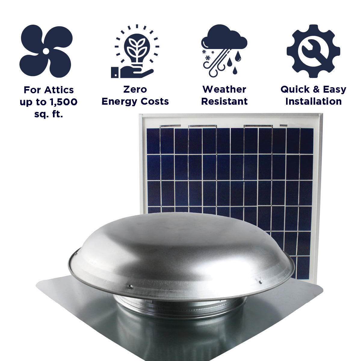 Features of the CXSOLRF series include ventilation coverage up to 1,500 sq. ft., zero energy costs, weather resistant construction, and a quick and easy install.