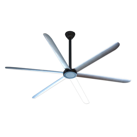 Large 108 in. diameter ceiling fan in anodized black finish.