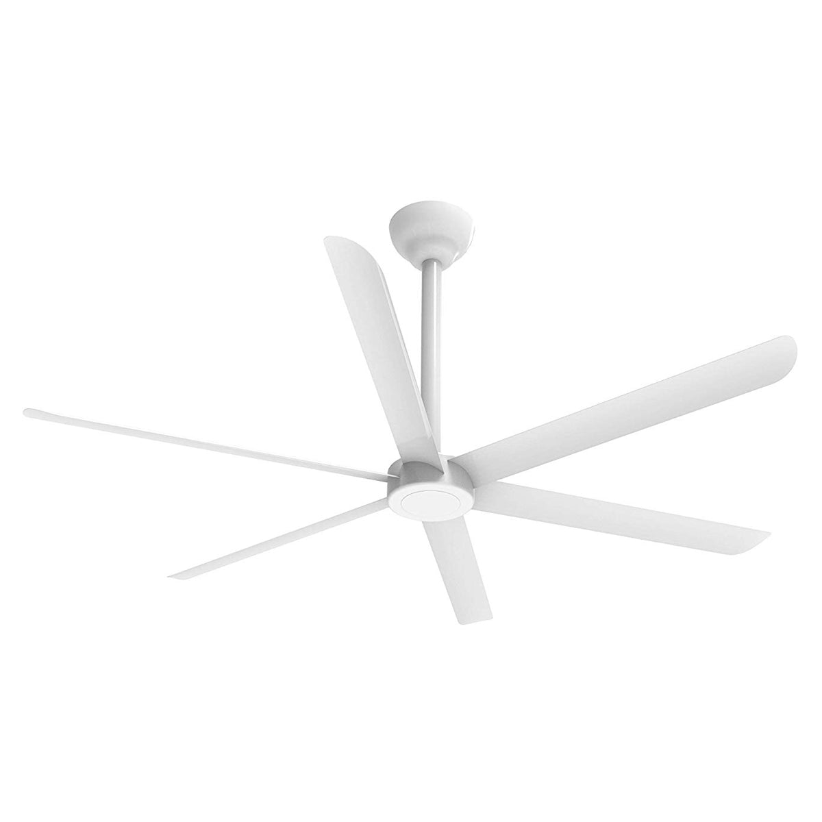 Modern 108 in. diameter ceiling fan in white finish.