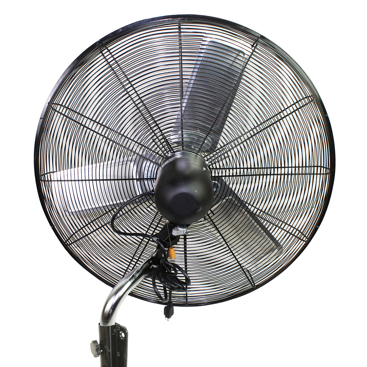 Back view of the HVWM 30 electric fan showing the PSC motor with pull chain.