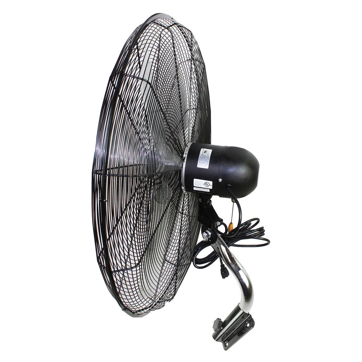 Right side view of the 30 in. commercial fan showing the mounting bracket.