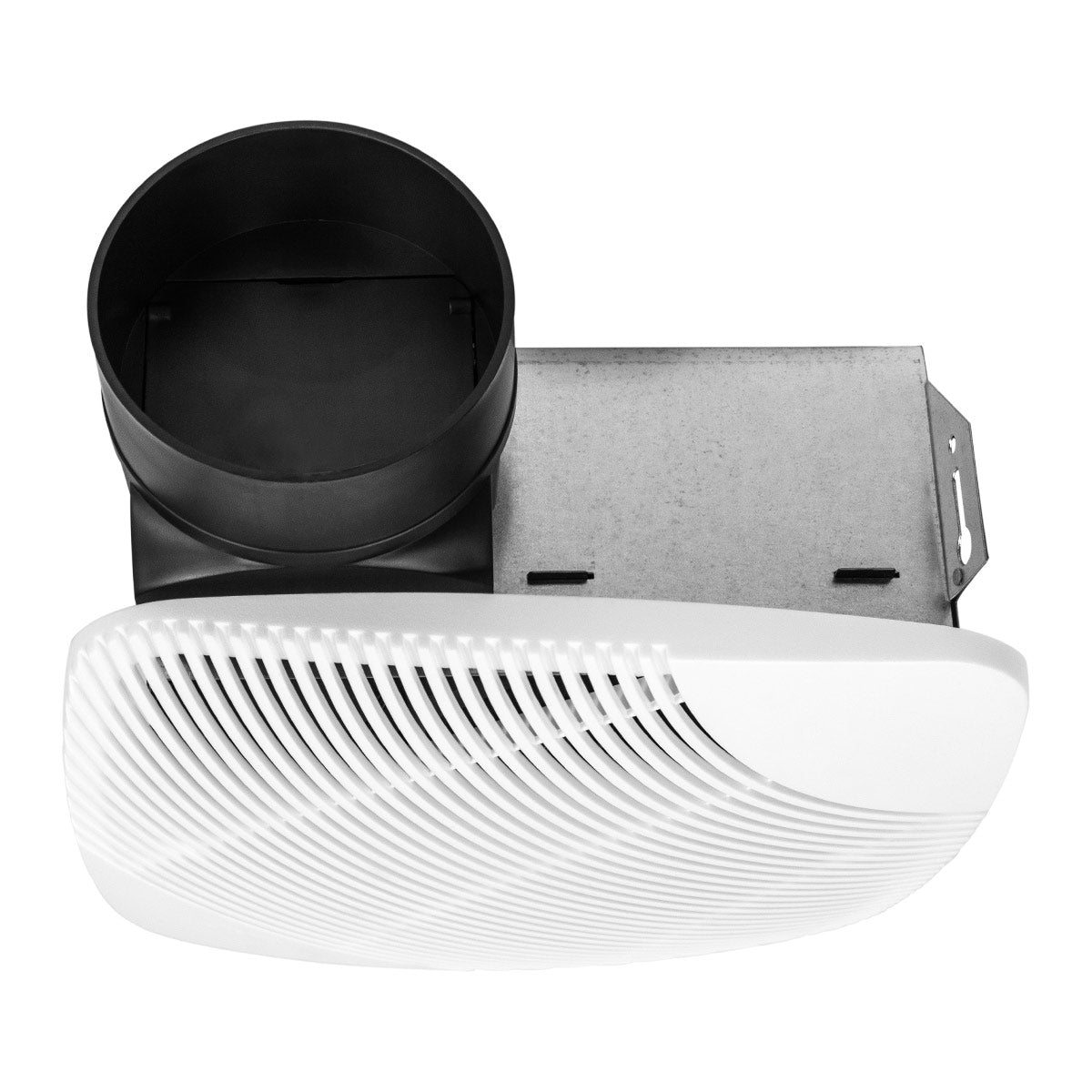 Front view of the bath fan with the 4 in. duct collar for installation.