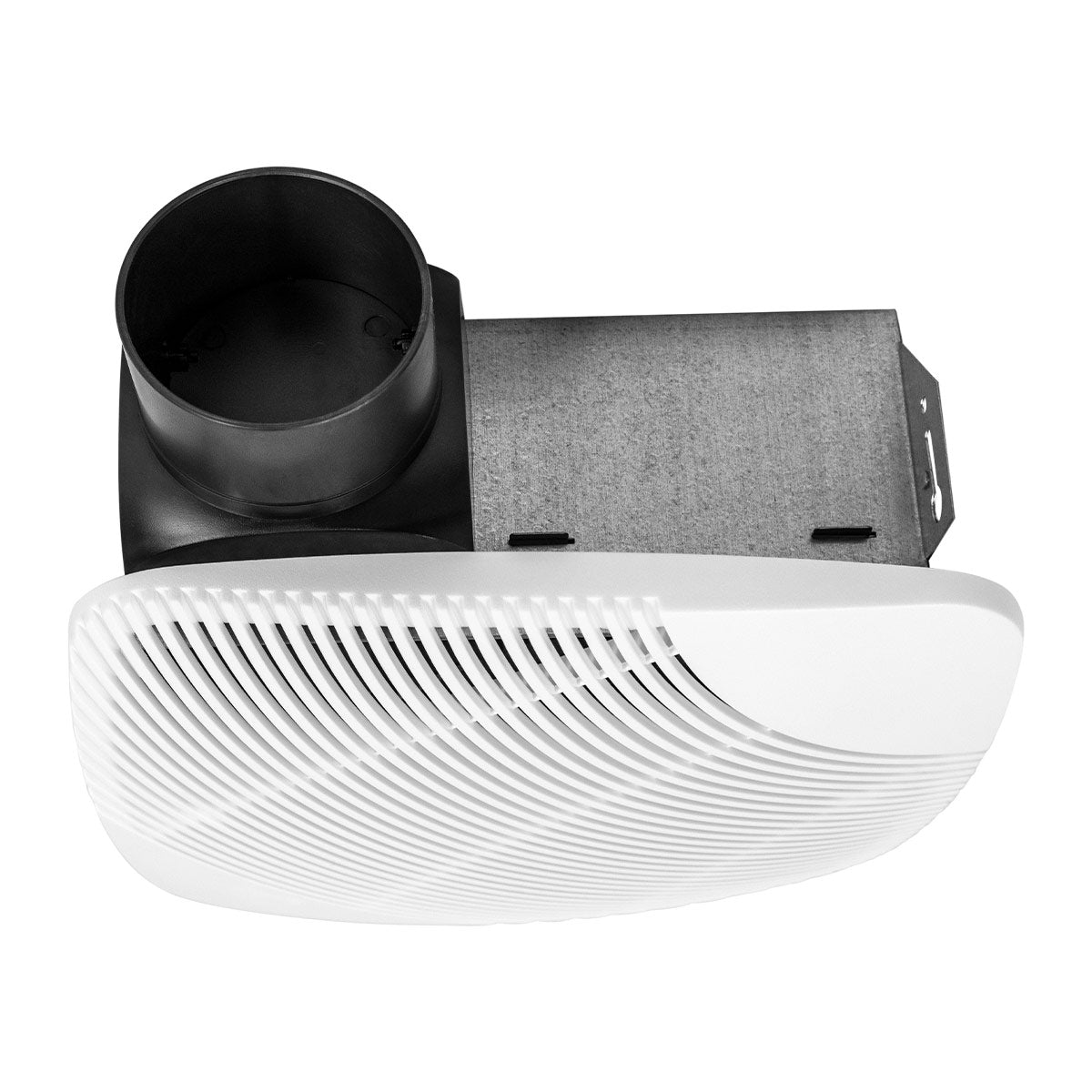 Front view of the bath fan with the 3 in. duct collar for installation.