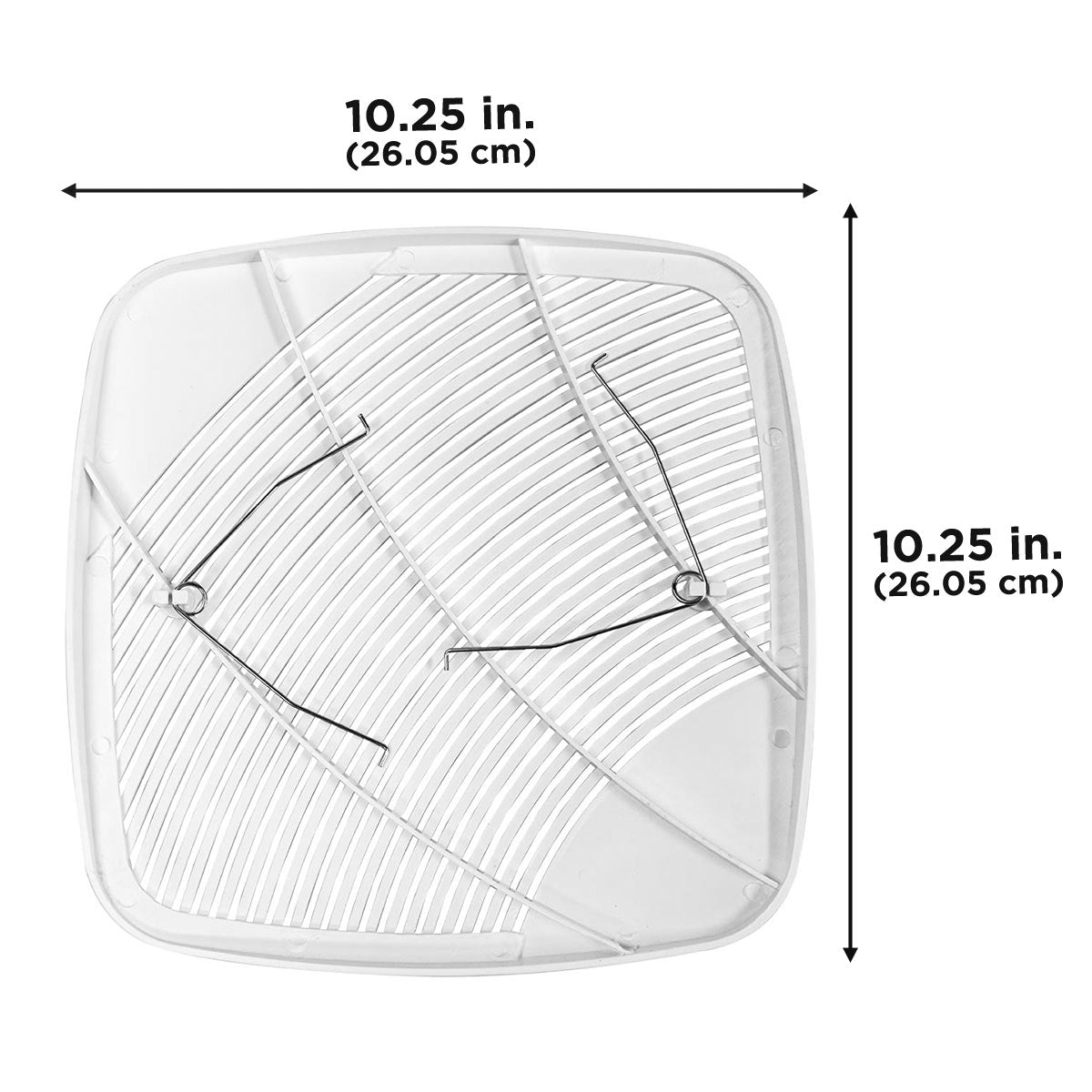 The grille measures 10.25 inches (26.05 cm) square.