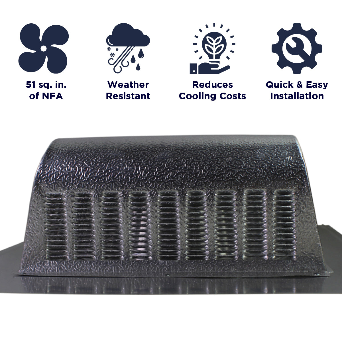 Features of the SBV 603 slant back vent include 51 sq. inches of net free air, weather resistant construction, reduction of cooling costs, and a quick and easy install.
