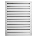 Front view of the aluminum louver vent in white finish.