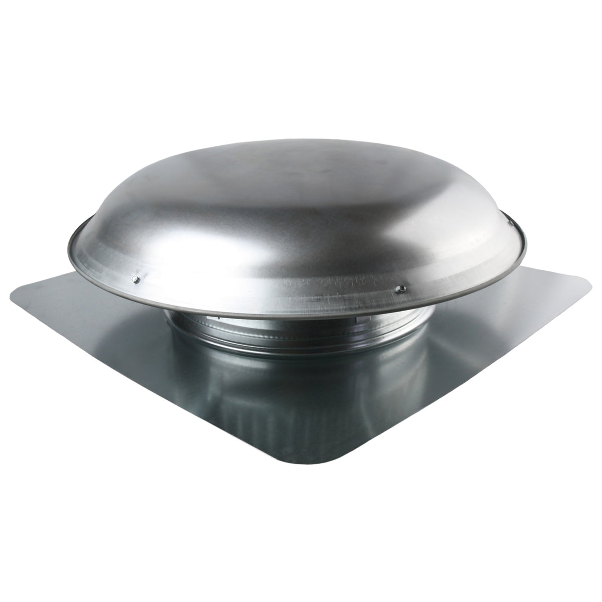 Angled view of the round vent showing the flange and low profile dome construction.