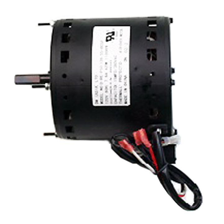 Right side profile view of the motor showing the wiring with terminal clips.