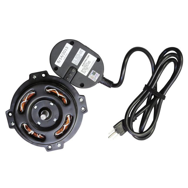 Front view of motor with pre-wired switch and power cord.