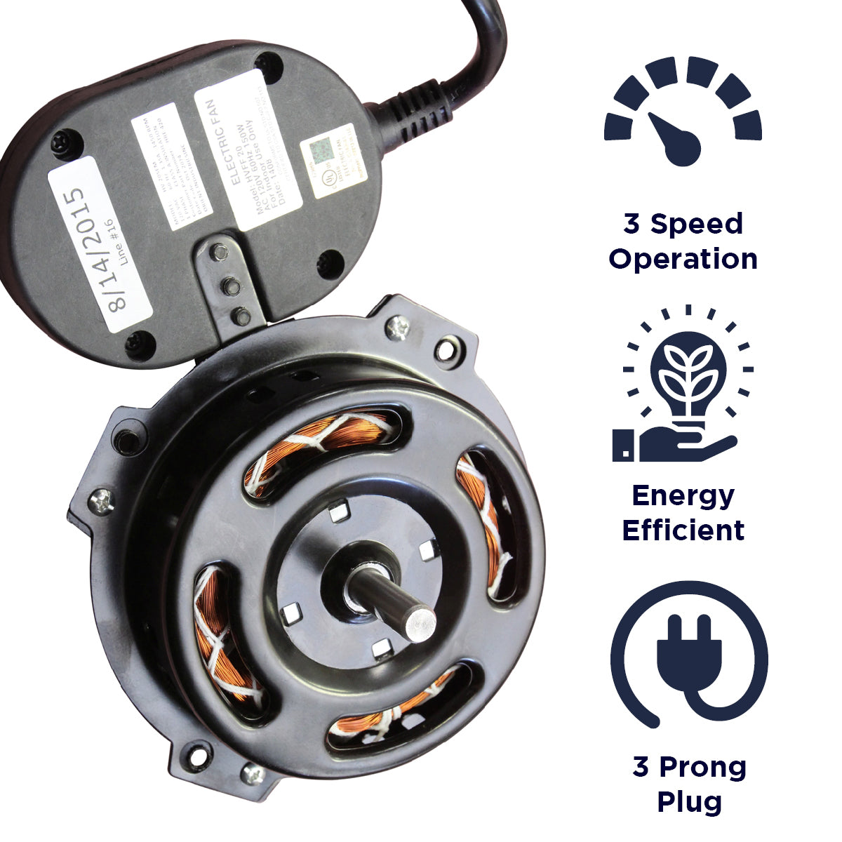 The XEFLOOR420 has a 3 speed operation, is energy efficient and has a 3 prong plug.