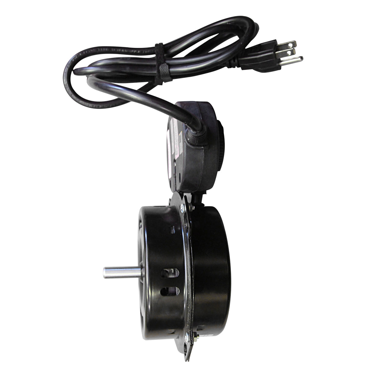 Right side profile view of floor fan motor.