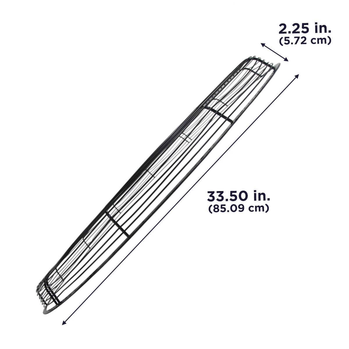This yoke grille measures 33.5 in. (85.09 cm) tall and 2.25 in. (5.72 cm) deep.
