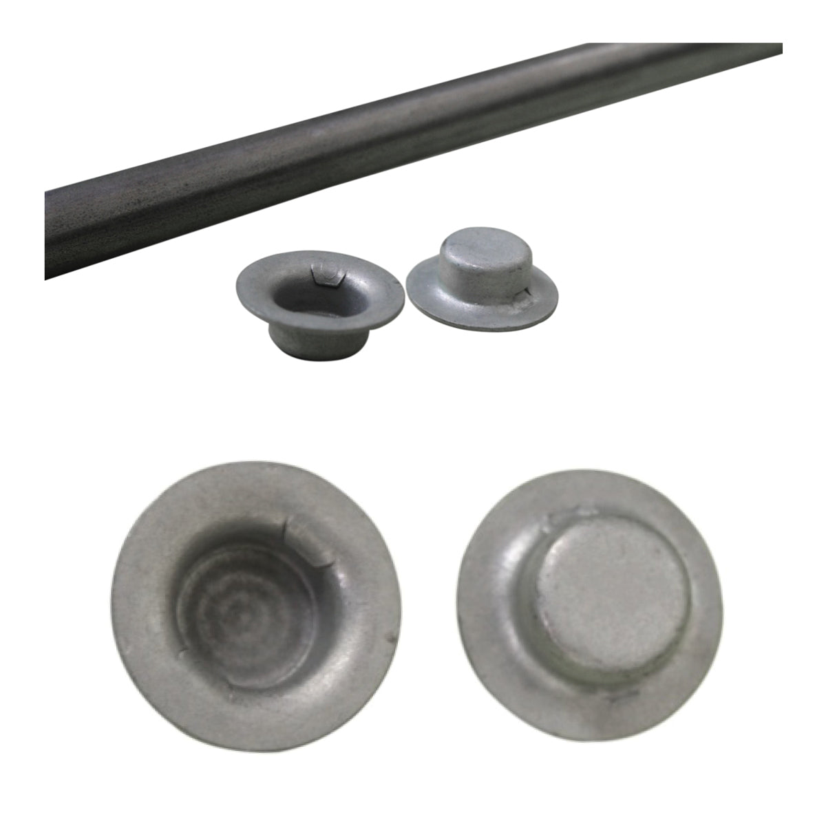 Close-up of end caps for wheels.
