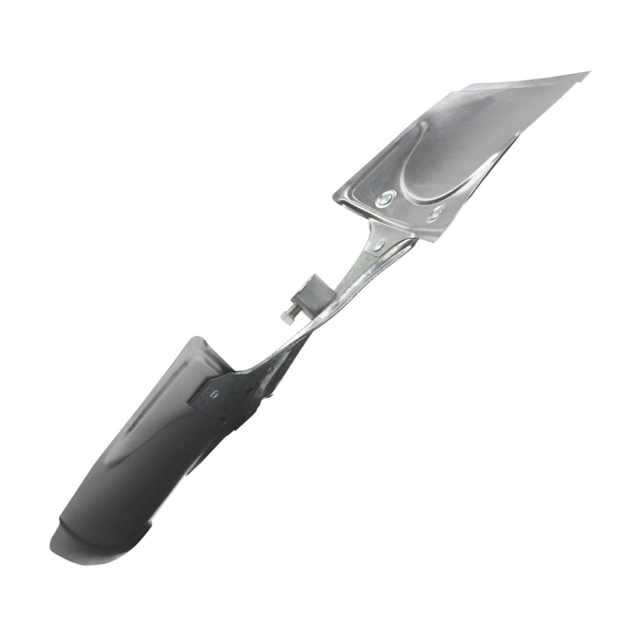 Side angle of misting fan blade showing blade pitch.