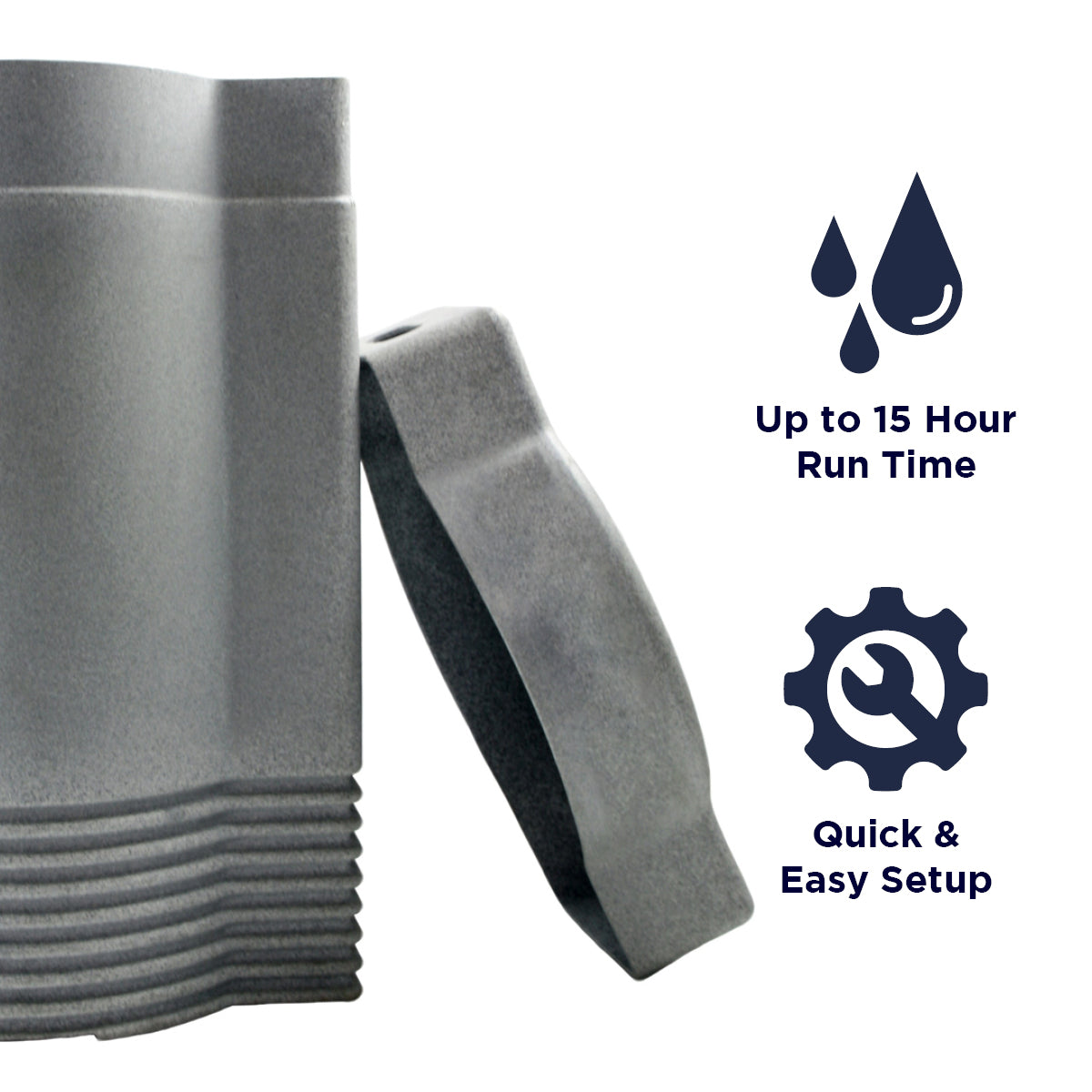 The XXCDTANK40GRY provides up to 15 hour run time for misting fans, and sets up quickly and easily.