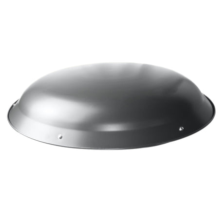 Side view of galvanized steel dome in weathered gray finish.