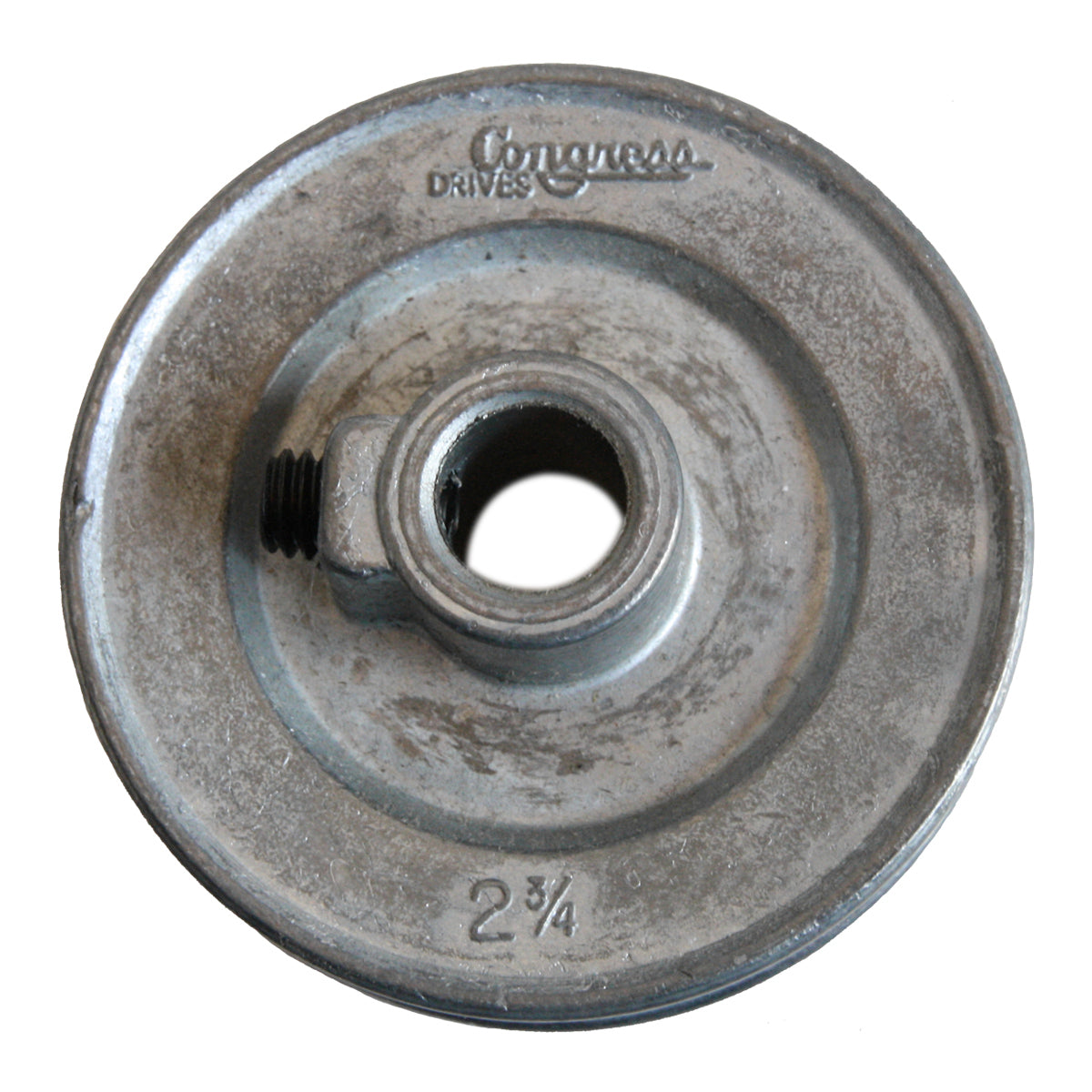 Top of steel pulley.