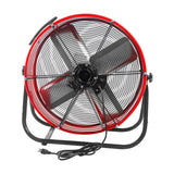 Rear view of the 24 in. industrial drum fan with easy access rocker switch and powerful direct drive motor. 