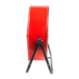 Left side view of the 24 in. commercial grade drum fan showing the space-saving, low profile housing.