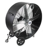 36 in. belt drive drum fan with heavy duty polyethylene housing in black finish.