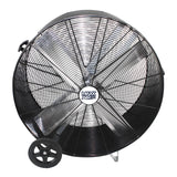 Front view of the Maxx Air 36 in. belt drive barrel fan in black. 