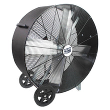  36 in. commercial grade direct drive drum fan with heavy duty polyethylene housing in black finish.