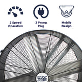 Features of the 30 in. polyethylene fan include 2 speed operation, portable design, and 3 prong electric plug. 