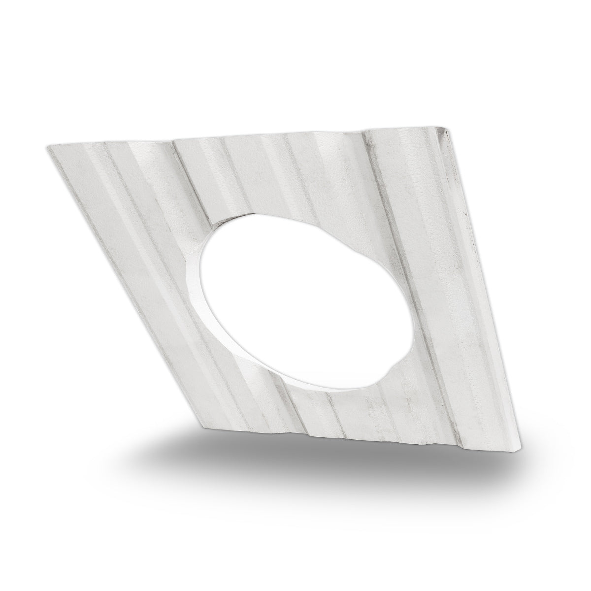Angled back view of the metal roof adapter showing the R-panel pattern molded onto the EPS. 