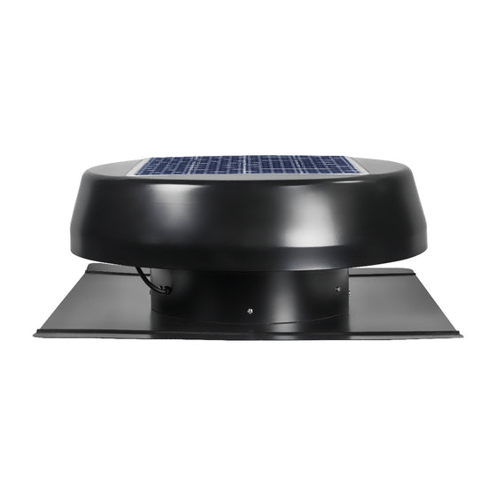 Back view of the solar roof mount attic ventilator in black.