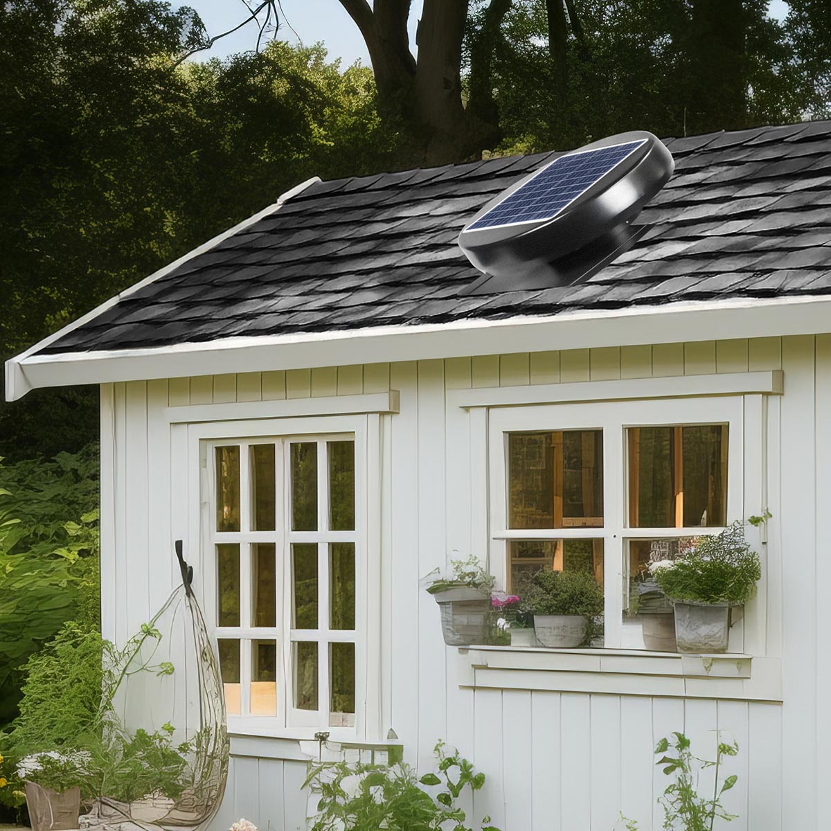 1,030 CFM Steel Solar Powered Roof Mount Attic Ventilator with Integrated 25-Watt Solar Panel
