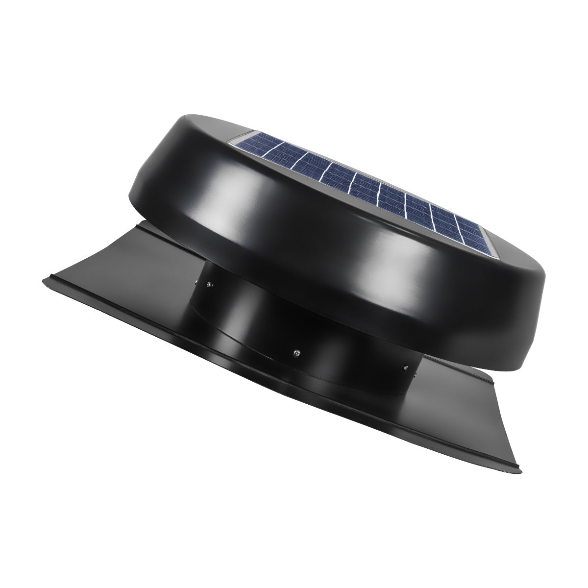 Left side profile view of the solar power attic vent showing the low profile dome design.