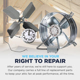 Maxx Air supports your right to repair--we're here with a full line of replacement parts to keep your attic fan operating at peak performance, all the time. 