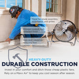 The HVWM 20 has a durable metal construction with a powder-coated finish for rust-resistance, as well as non-skid positioning feet to eliminate vibration. 