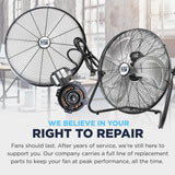 Ventamatic values your right to repair - we stock a full line of replacement parts to keep your fan running at peak performance, all the time. 