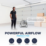 This high velocity fan has OSHA compliant grilles for use in commercial and industrial environments, and is also a perfect fit for home or gym use. 