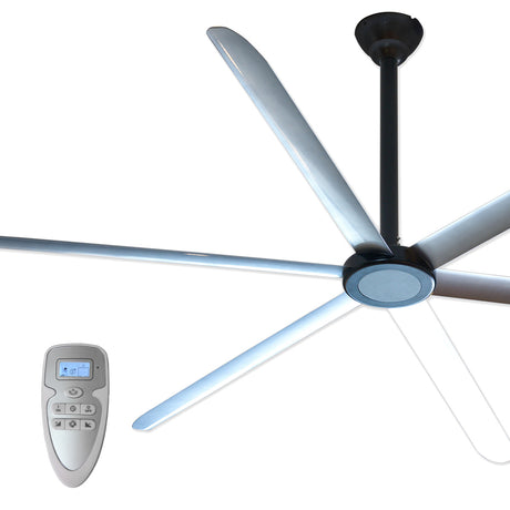 Large 108 in. diameter ceiling fan in anodized black finish. 