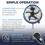 20 In. 3-Speed Tilting Outdoor Rated 3-IN-1 Pedestal Fan