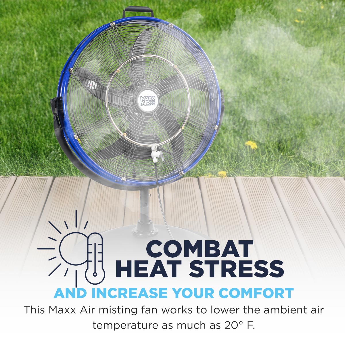 20 In. 3-Speed Tilting Outdoor Rated 3-IN-1 Pedestal Fan with Misting Kit